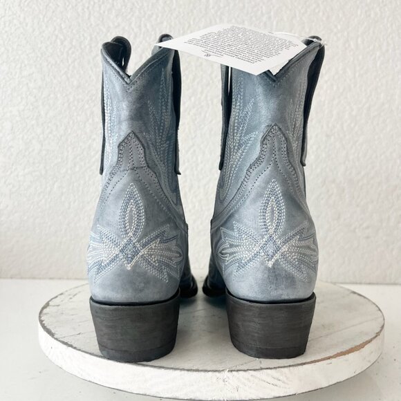 Lane LEXINGTON Womens Cowboy Bootie 6 Blue Western Cowgirl Short Boots Snip Toe - Picture 3 of 11